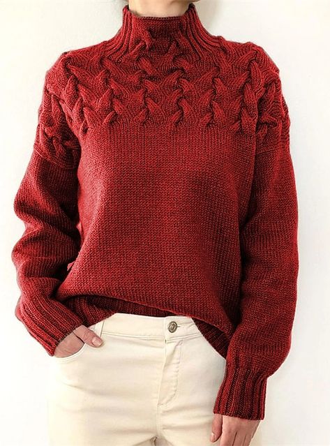 Solid Color Sweater, Winter Pullover, Estilo Chic, Sweater Collection, Loose Outfit, Winter Sweaters, Casual Look, Look Chic, Red Sweaters