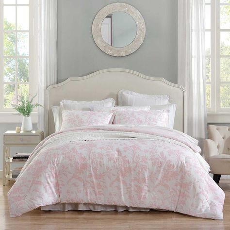 Laura Ashley Natalie Comforter Set Cottagecore Bedroom Pink, Diy Edging, Light Pink Bedrooms, Pink Comforter Sets, Ashley Bedroom, Feminine Pattern, Garden Edging Ideas, Laura Ashley Bedding, Gold Bedroom Decor