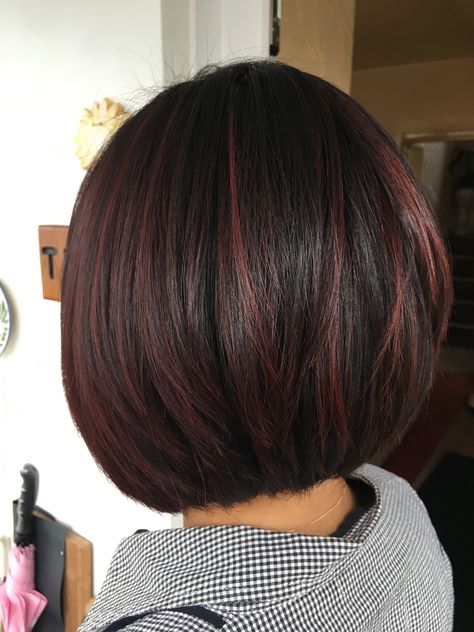 Short Bobs, Hair Color Burgundy, Balayage Blonde, Dark Burgundy, Burgundy Hair, Short Bob Haircuts, Short Hair Color, Haircut And Color, Hair Color Dark