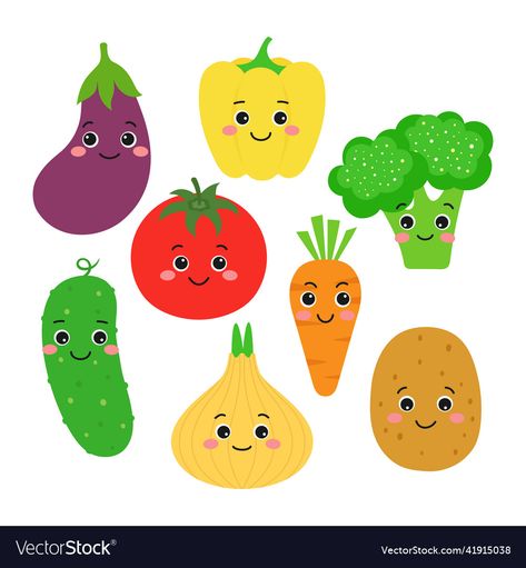 Vegitabal Photo Drawing, Vegetables Pictures For Kids, Cute Vegetables Drawing, Vegetable Clipart, Cute Vegetables, Cartoon Vegetables, Vegetable Drawing, Vegetable Cartoon, Arte Aesthetic