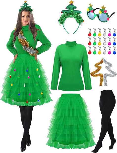 Best Fancy Dress Costumes, Christmas Costumes Diy, Dress Christmas Tree, Ugly Christmas Sweater Diy Funny, Christmas Tree Outfit, Party Dress Christmas, Christmas Tree Costume, Tree Costume, Xmas Costumes