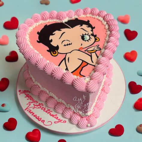 Betty Boop heart shaped cake #bettyboop #heart #heartcake #sayitwithsugar #sayitwithsugarcakeshop #birthdaycake #cake #dallascakes #dfwcakes #dallas #texas #discoverwylie #downtownwylie #wylie #bakery #wyliebakery #cakesofinstagram #edible #shoplocal #historicdowntownwylie #shopwylie Happy Birthday Melissa Cake, Betty Boop Birthday Cake, Betty Boop Cake, Happy Birthday Melissa, Betty Boop Birthday, Heart Shaped Cake, Vintage Birthday Cakes, Shaped Cake, Heart Shaped Cakes