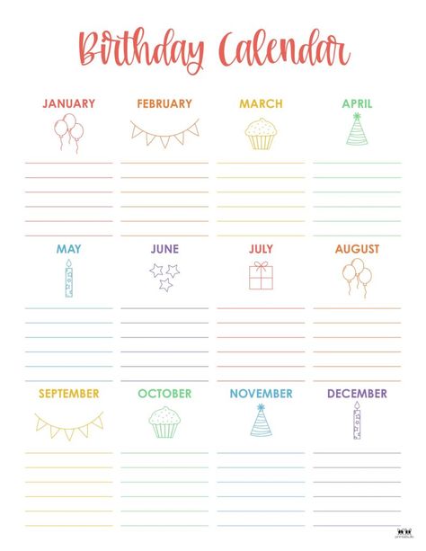 Birthday Calender Ideas For Work, Birthday List Template Free Printable, Monthly Birthday Board Ideas For Work, Birthday Tracker Printable Free, Birthday Calendar Craft, Birthday Calendar Ideas, Birthday List Template, Birthday Calendar Classroom, Printable Birthday Calendar