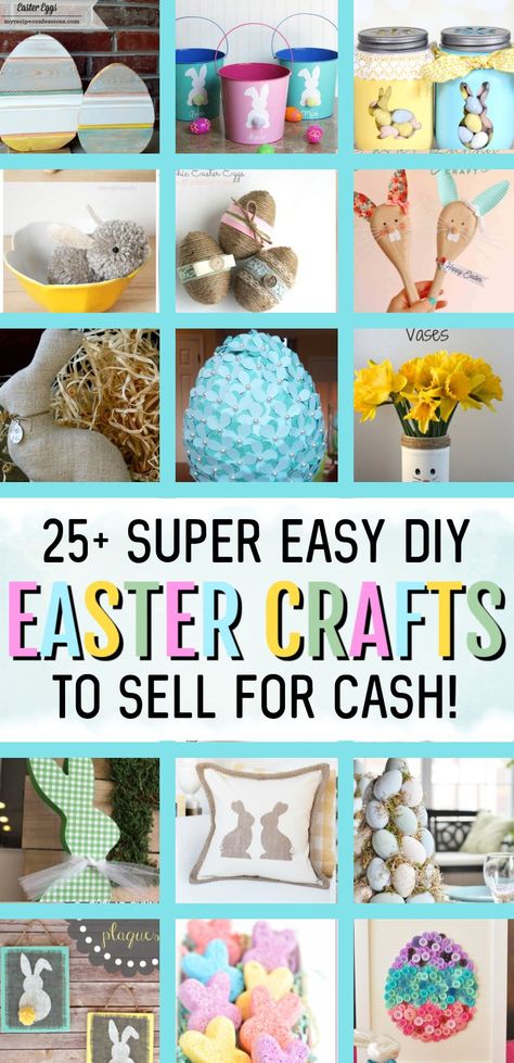 DIY EASTER CRAFTS TO SELL- Looking for ways to make some extra cash this Easter holiday? Sell these easy crafts at craft sales or on Etsy. Or keep them for gifts or diy decor! Cheap dollar store ideas, mason jar crafts, reclaimed wood and more. Easter Crafts To Make, Easter Crafts To Sell, Easter Crafts Dollar Store, Diy Easter Crafts, Easter Crafts For Adults, Diy Spring Crafts, Diy Easter Gifts, Easter Craft Decorations, Easy Easter Crafts