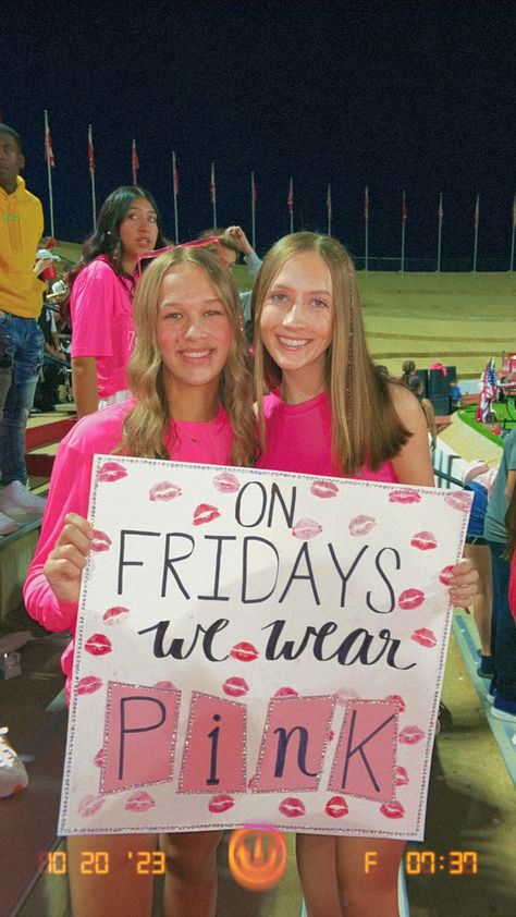 Football pink out student section theme sign Pink Out Homecoming Week, Pink Out Hoco Week, Pink Out Football Game Signs, Pink Out Posters Football, Pink Out Student Section, Student Section Posters, Pink Football Game, Student Section Themes, Asb Ideas