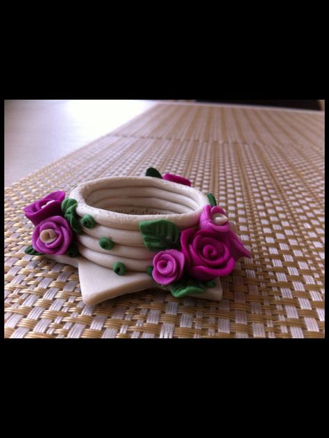 Candle holder, polymer clay Polymer Clay Tealight Holder, Diwali Clay Craft, Polymer Clay Candle Holder Diy, Clay Jar Ideas, Clay Art Ideas Creative, Clay Tealight Holder, Clay Candleholder, Polymer Clay Jar, Polymer Clay Fairy Garden