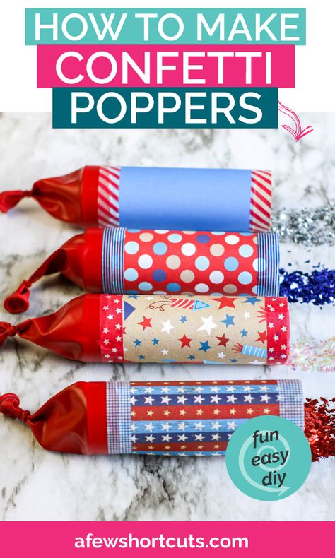 How To Make A Confetti Popper, Diy Confetti Poppers, Diy Party Poppers, Diy Craft Party, How To Make Confetti, Holiday Art Projects, Confetti Poppers, Paper Towel Tubes, Diy Confetti