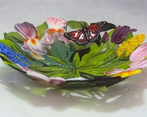 Fused Flowers, Glass Stringers, Fused Glass Flower, Glass Frit, Fused Glass Dishes, Fused Glass Bowl, Leaf Bowl, Fused Glass Plates, Glass Fusion Ideas