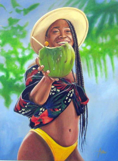 Caribbean Illustration, Jamaica Culture Art, Caribbean Fantasy Art, Caribbean Culture Art, Caribbean Paintings, Jamaican Art, Africa Art Design, Caribbean Art, Black Art Painting