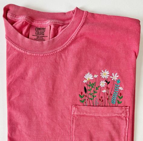 Pocket Tees, Boho Shirt, Embroidered Crewneck, Boho Shirts, Kindness Shirts, Mens Long Sleeve Tee, Flower Shirt, Spring Shirts, Girlfriend Gift