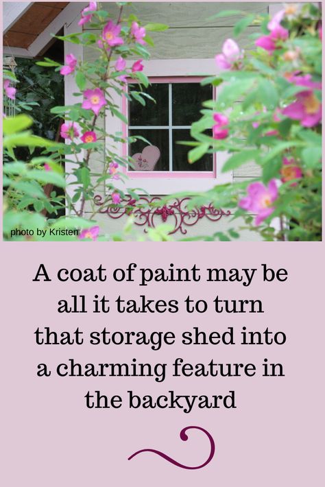 How to make a storage shed pretty in the backyard #Storage Shed, #Backyard Ideas, #garden Shed, #Garden DIY, #Backyard DIY, #Garden Decor, #Landscaping Shed Backyard Ideas, Shed Backyard, Shed Landscaping, Budget Landscaping, Shed Garden, Backyard Storage Sheds, Glass Houses, Cheap Ideas, Backyard Storage