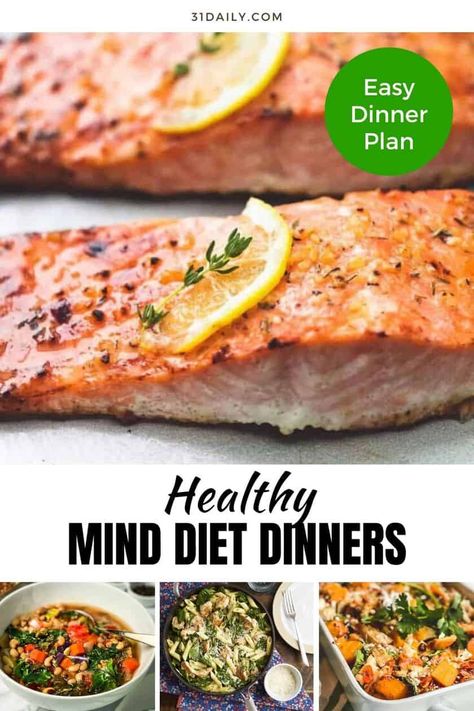 Healthy MIND Diet Dinners: The first week of a new year begins and with resolutions recently made, we're focusing on foods to help us achieve those goals. Easy, mind-healthy dinners all week. Easy Dinner Plans, Mind Diet Meal Plan, Mind Diet Recipes, Lectin Free Diet, Brain Healthy Foods, Diet Dinner, Diet Dinner Recipes, Mind Diet, Dinner Plan