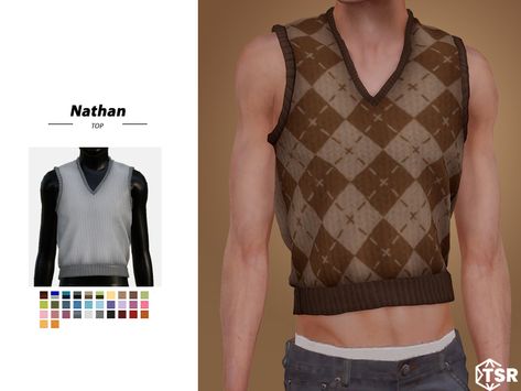 Sims 4 Cc Male Vest, Bohemian Vests, Sims 4 Male Clothes, Male Tops, Sims 4 Traits, Crochet Men, Cc Clothes, Male Clothes, Sweater Vest Mens