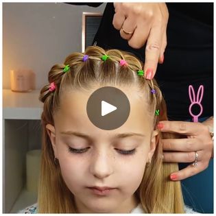 Beautiful Hairstyle!💕 | Beautiful Hairstyle!💕 | By Trencita Johnson | Cool days are for cool
hairstyle ideas and we are bringing one for little girls.
After dapping the hair and combing it nicely, it's time to
separate using a comb. Making sure everything is equally
divided. Applying hair gel so the hair
and baby hair stay in place better. Always combing each strand of
the hair before pulling the ponytail. Using colorful
elastic bands to make it even prettier. Continuing like this in both
parts of the hair like creating a crown out of the hair.
Working slowly but surely for that perfect final result. There are five small ponytails
in this side so we are doing the same with the other side of
the hair. Then it's time to assemble them
with each other. So they look connected just
like dots t Small Ponytail Hairstyles, Cool Hairstyle Ideas, Beautiful Hairstyle, Slowly But Surely, Hair Gel, Crown Hairstyles, Baby Hair, Hair Dos, Ponytail Hairstyles