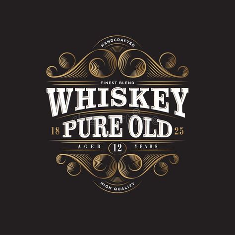 Premium Packaging Design, Whiskey Bottle Labels, Whiskey Logo, Whiskey Packaging, 90s Graphic Design, Bottle Logo, Whiskey Label, Whiskey Brands, Typographic Logo Design