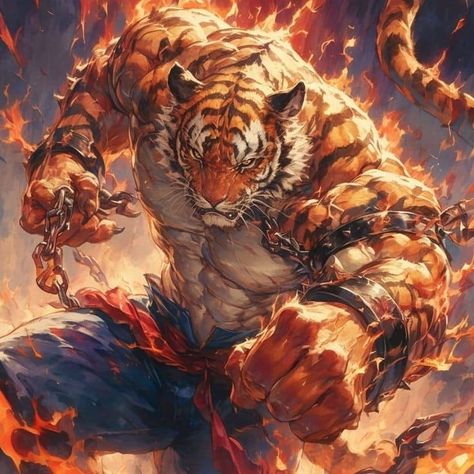 Tiger Barbarian, Tiger Oc, Fire Tiger, Body Armour, Tiger Wallpaper, Wild Animals Pictures, Werewolf Art, Tiger Art, Fantasy Creatures Art