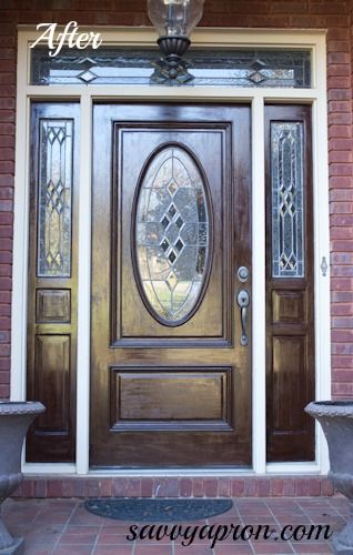 Refinish Door, Stained Front Door, Housekeeping Ideas, Gel Stains, Trendy Door, Steel Front Door, Fiberglass Front Door, Front Door Makeover, Wood Exterior