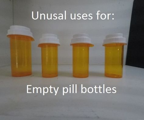 Pill Container Ideas Diy Crafts, Repurpose Medicine Bottles, What To Do With Pill Bottles, Medicine Vial Crafts, Pill Bottle Sculpture, Crafts With Medicine Bottles, Prescription Bottle Crafts, Cirkul Bottle Hacks, Pill Bottles Reuse Craft Ideas