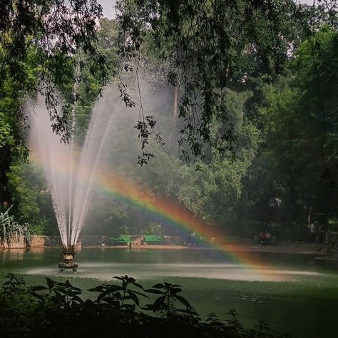 A random ocassion where i got to witness this sight, while casually roaming around with my bestie around the lake at Lodhi Garden. The fountain visible in the pic was the reason for the formation of this beautiful looking rainbow. A pleasure to look at. Lodhi Garden, Diy Water Feature, Rainbow Water, Rainbow Aesthetic, The Fountain, My Bestie, Water Feature, Wedding Things, Water Features