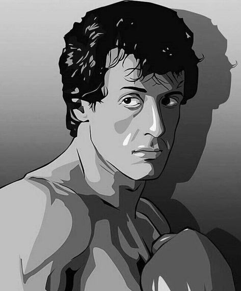 Dvd Pintados, Basketball Canvas Painting, Rocky Poster, Male Art Reference, Watercolour Drawings, Monochromatic Art, Tattoo Style Drawings, Rocky Balboa, Celebrity Drawings