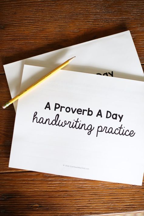 A Proverb a Day Handwriting Practice: A great way to reinforce handwriting without arbitrary sentences! Penmanship Practice, Learn Handwriting, Activities Elementary, Cursive Practice, Handwriting Analysis, Improve Your Handwriting, Homeschool Writing, Improve Handwriting, Language Art