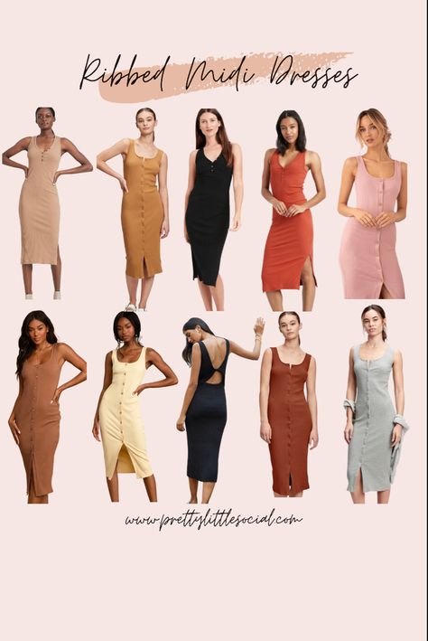 Ribbed dresses Ribbed Dress Outfit Summer, Ribbed Dress Outfit, Dresses Casual Modest, Fitted Dress Casual, Dress Outfit Summer, Dress Outfit Casual, Dresses Casual Boho, Dresses For Summer, Spring Dresses Casual