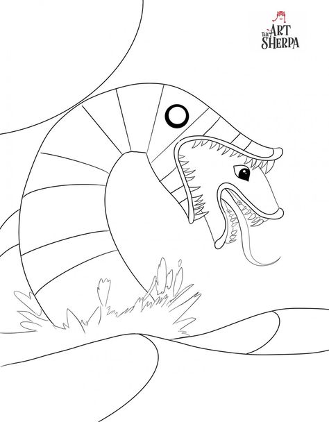 Saturn Sand Worm  #TheArtSherpa Sand Worm Beetlejuice Drawing, Beetlejuice Coloring Pages, Worm Drawing, Painting Characters, Painted Characters, Sand Worm, Painting For Beginners Videos, Stitch Coloring, Beetlejuice Cartoon