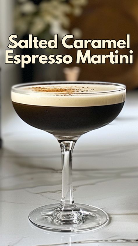 Salted Caramel Espresso Martini Martini Variations, Espresso Cocktails, Salted Caramel Vodka, Vodka Cocktails Easy, Simple Syrup Cocktails, Espresso Martini Recipe, Caramel Vodka, Martinis Drinks, Bar Cocktails