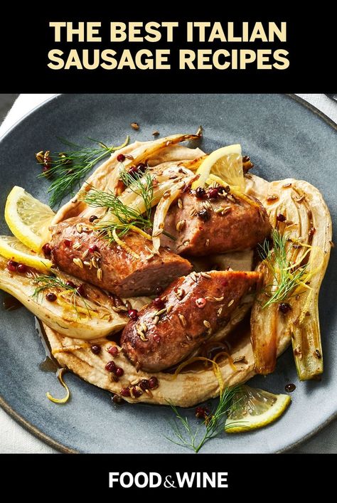 Here are our best Italian Sausage Recipes that will leave you saying, "more please." From spicy pasta to savory soup these star-studded dishes are sure to standout. Bon Appetit Recipes Dinners, Sausage Main Dishes, Gourmet Italian Dinner, Gourmet Sausage Recipes, Sweet And Hot Italian Sausage Recipes, Italian Sausage Meal Ideas, Recipes With Hot Italian Sausage, Italian Sweet Sausage Recipes, Italian Feast Menu Dinner Parties