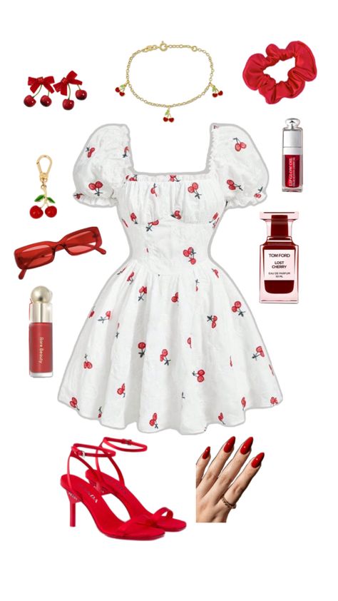 Oufit inspo Red Girly Aesthetic, Cherry Outfit Ideas, Modesty Outfits, Casual Outfits For Teens, Girly Aesthetic, Simple Trendy Outfits, Looks Chic, Red Outfit, Cute Everyday Outfits