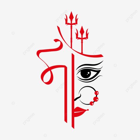 Durga Face Art, Ambe Maa Drawing, Navaratri Drawings Easy, Ma Durga Drawing Easy, Durga Tattoo Design, Devi Drawing Easy, Maa Calligraphy, Durga Maa Paintings Easy, Mataji Tattoo