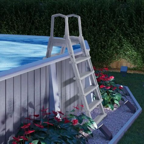 Main Access 36'' D Hot Tub Step in White & Reviews | Wayfair Pool Area Decorating Ideas, Patio Plan, Above Ground Pool Ladders, Above Ground Pool Steps, Swimming Pool Ladders, Pool Deck Plans, Cheap Pool, Backyard Garden Diy, Best Above Ground Pool