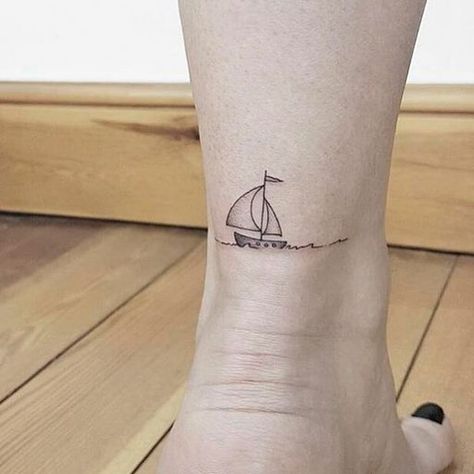 Women Cute Tattoos, Bts Tattoo Ideas, Birthdate Tattoo, Tiny Tattoo Ideas, Sailboat Tattoo, Bts Tattoo, Boat Tattoo, Bestie Tattoo, Bts Tattoos