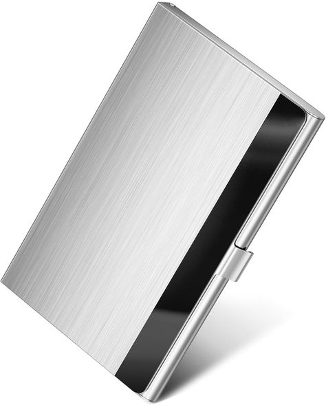 PRICES MAY VARY. Store approximately 10-20 business cards, also suitable for ID cards, credit cards, gift cards, and more. This business card case is made of premium stainless steel. Size: 3.7"L x 2.3"W x 0.3"H The absolute professional business appearance and feeling will help you leave a good first impression on your clients, associates, and entrepreneurs. Awesome and cool business card holder; Just look at its edge, it's STURDY and DURABLE; you can send it to your colleagues, friends, and lov Business Card Wallet, Metal Business Cards, Name Card Holder, Business Card Case, Cool Business Cards, Name Card, Silver Mirror, Business Card Holder, Business Card Holders