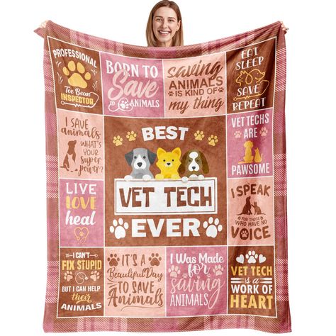 PRICES MAY VARY. VET TECH APPRECIATION GIFTS: If you're looking for a meaningful and memorable gift for a veterinary technician, look no further. This soft blanket is the perfect thank you gift for your vet tech, use this blanket to show your appreciation for all that your vet tech does VET TECH WEEK GIFTS: This is the perfect gift for veterinary technicians and can be used as a gift option for National Veterinary Technician Week, Veterinary Appreciation Week, veterinary technician birthdays, Ch Tech Week Gifts, Veterinary Technician Week, Veterinary Technician Gifts, Vet Tech Appreciation, Vet Tech Week, Vet Tech Gifts, Vet Assistant, Tech Week, Gifts For Veterinarians