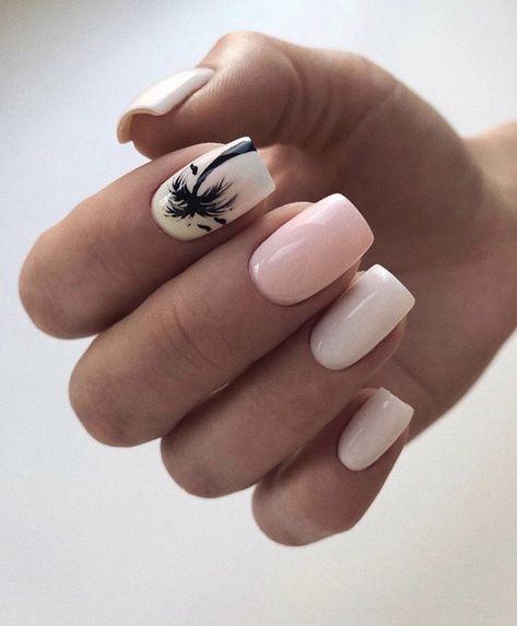 Nude Gel Nails, California Nails, Palm Tree Nails, Tropical Nails, Vacation Nails, Summer Acrylic Nails, Summer Inspo, Beach Nails, Accent Nails