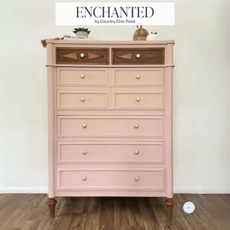 Swipe to see the before photo! 👉👉👉 Can you believe how far this dresser has come? Once a plain white paint job, she's had her legs and drawers restored to their former wooden glory with a bit of help from "Tiger's Eye Glaze". This gorgeous blush pink paint color is one of our limited edition shades called "Enchanted" that will only be available until the end of 2024, So scoop it up now before it's gone for good! Comment LINKS for links to all the products used on this dresser makeover! Pro... Rose Pink Bedroom, Blush Pink Paint Color, Pink Painted Dresser, Pink Paint Color, Blush Pink Paint, Pink Bedroom Furniture, Pink Paint Colors, Painted Dresser, Gone For Good