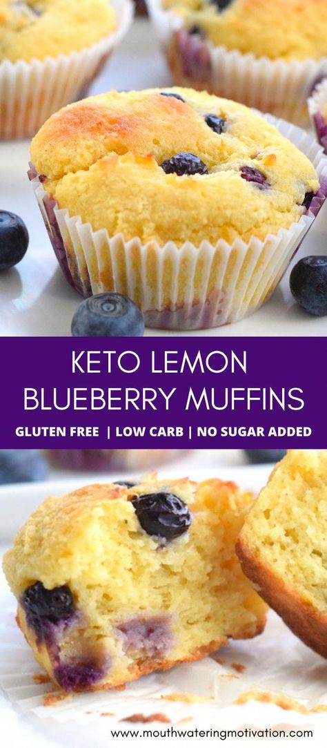 Low Carb Keto Lemon Blueberry Muffins | Mouthwatering Motivation #EasyLowCarbFoods Keto Blueberry Lemon Muffins, Low Carb Lemon Blueberry Muffins, Keto Lemon Blueberry Loaf, Keto Muffins Blueberry, Keto Lemon Blueberry Cookies, Leftover Lemons, Keto Lemon Blueberry, Muffins Lemon, Low Carb Blueberry Muffins