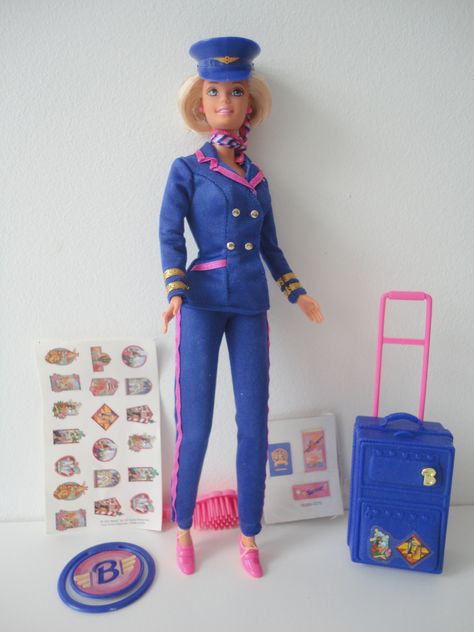 Barbie Career Collection Pilot BD1997 #18368 Barbie Careers Dolls, Barbie Career Costume, Pilot Barbie, Barbie Careers, Barbie Bday, Career Costumes, Barbie Pool Party, Barbie Bachelorette, Barbie 80s