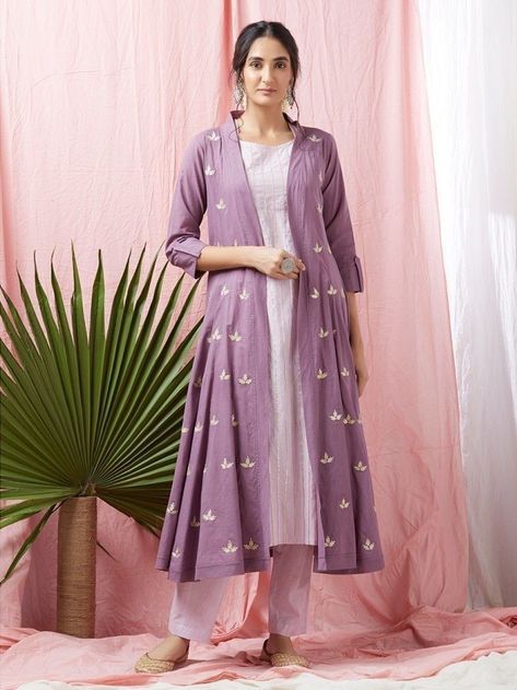 catalog : #Kurti #Collection   assured quality  authentic original product  ready to shipping  single available  WhatsApp only: 06354758358  all catalog are available in WhatsApp.  #fashion #kurti #gown #dress #lehenga #choli #saree #westernwear Salwar Suit With Jacket, Shrug Design, Suit With Jacket, डिजाइनर कपड़े, Silk Kurti Designs, Design Kurta, Lavender Cotton, Simple Kurta Designs, Simple Kurti Designs