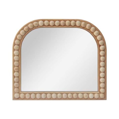 Wood Beaded Edges Arched Wood Wall Mirror, 27.5" W x 23.5" H - On Sale - Bed Bath & Beyond - 37235589 Nursery Mirror Over Dresser, Nursery Mirror, Asha Bailey, Decorative Bathroom Mirrors, Coastal Tropical, Farmhouse Coastal, Everyday Decor, Tropical Botanical, Apartment Bedroom