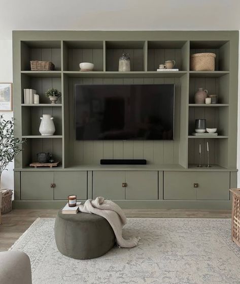 Tv Wall Unit Decor, Tv Wall Ideas Living Room With Radiator, Wood Wall Media Unit, Lounge Units, Builtin Cabinet Living Room, Tv Built Ins Living Room, Built In Media Unit Living Room, Media Units Living Room, Media Unit Styling