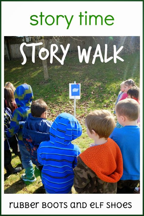 Outdoor Reading Activities, Story Walk Ideas, Forest Kindergarten, Outdoor Learning Activities, Family Literacy, Elf Shoes, Nature School, Library Activities, Outdoor Education