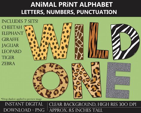 Animal Print Alphabet Clipart Pack Print Fonts Alphabet, Jungle Alphabet, Animal Print Classroom, Safari Theme Birthday Party, Jungle Theme Classroom, Clipart Letters, Print Alphabet, Print Letters, Safari Theme Birthday