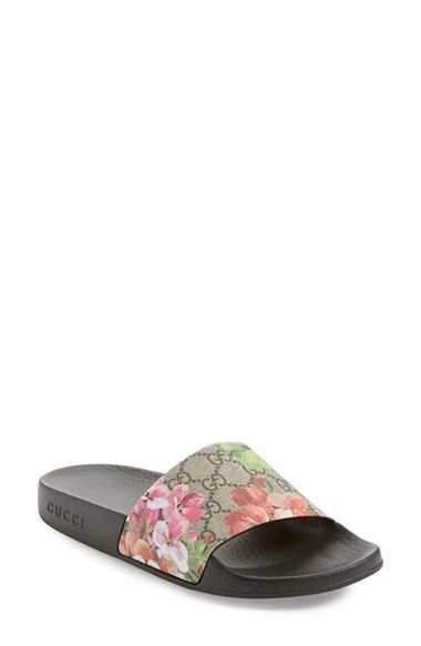 Gucci 'Pursuit' Slide Sandal (Women) Gucci Slide, Gucci Slides, Gucci Sandals, Miller Sandal, Strap Sandals Women, Buy Gucci, Nike Shoes Women, Color Fabric, Footwear Design Women