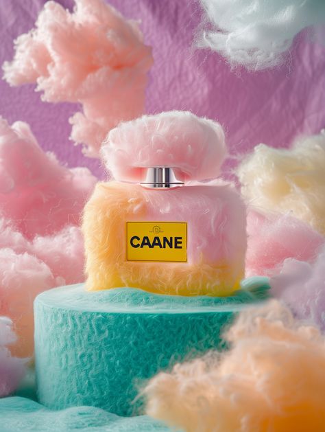 Premium Commercial Photography of a pink and yellow gradient fluffy perfume bottle with Chanel logo printed on it,Floating on top of blue green gradient fluffy product podium, rule ofthirds composition,low angle shot,studio lighting,Fluffy white clouds floating around.weightlessness,Stylish, minimalist,pure clean background,super clean background,Pink and lilac gradient background,Surreal details, delicate velvet texture --v 6  --stylize 250 Perfume Artwork, Lilac Gradient, Blue Green Gradient, Product Podium, Kate Spade Perfume, Clean Background, Low Angle Shot, Yellow Gradient, Perfume Display