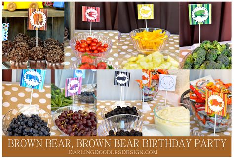 Food Party Themes, Brown Bear Brown Bear Party, Brown Bear Party, Brown Bear Brown Bear Birthday Party, Brown Bear Birthday Party, Eric Carle Party, Brown Bear Birthday, Brown Bear Brown Bear Birthday, Brown Bear Brown Bear