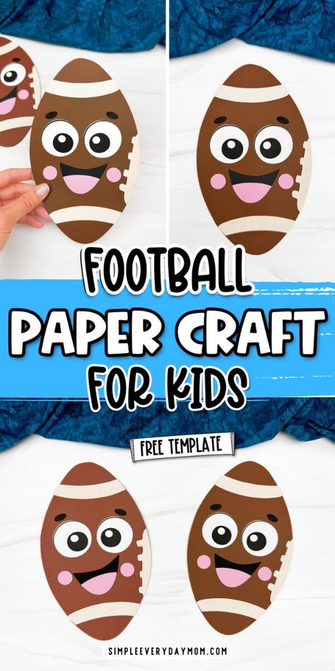 Fun Football Craft For Kids (Free Printable Template) Football Crafts For Toddlers, Sport Crafts For Preschool, Football Crafts For Kids, Sports Crafts For Kids, Winter Sports Crafts, Activities For November, Sports Activities For Kids, Sports Crafts, Football Crafts