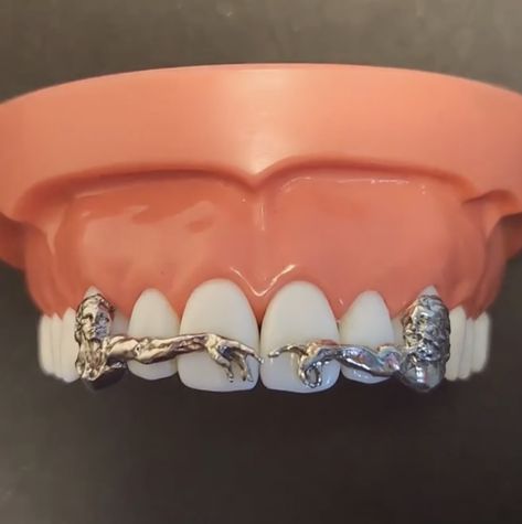 Flower Grillz, K9 Grillz, Grillz For Females Aesthetic, Enamel Grillz, Cute Grills, Cute Grills For Women, Tooth Gems Aesthetic, Grillz Aesthetic, Grillz Silver