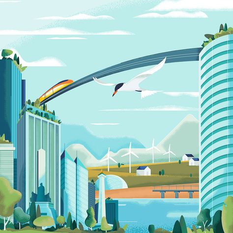 WWF: Plastic Smart Cities on Behance Frankie Magazine, Visual Communication Design, City Cartoon, City Drawing, Illustration Agency, City Illustration, Illustration Style, Environmental Design, Cartoon Background